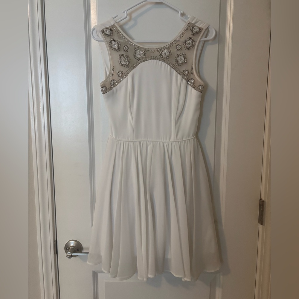 Jodi Kristopher White Dress with Silver Accents